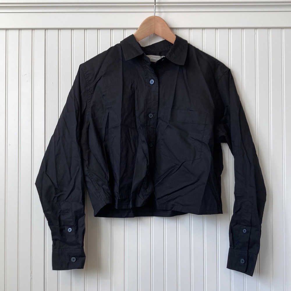 NWT Everlane Way Short Button Down Shirt in Black (Size XS)